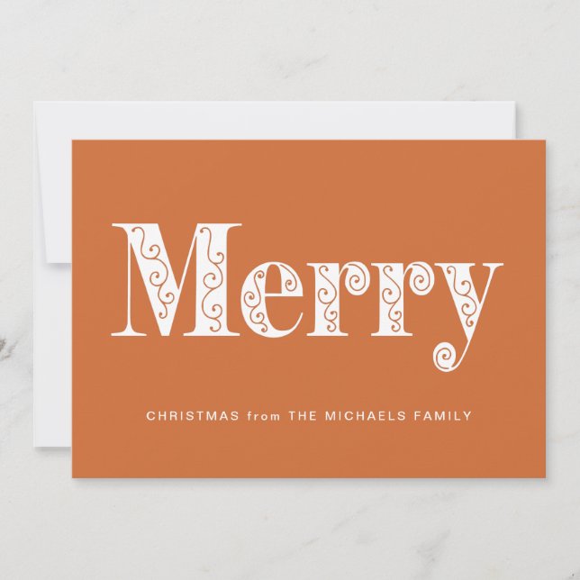 Tarjeta Festiva Merry Naranja Swirls Sin Navidades fotográficos (Anverso)