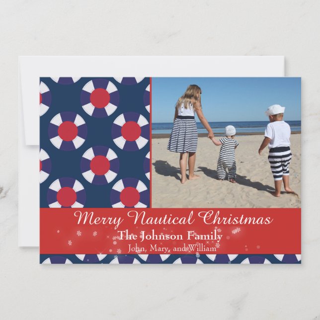 Tarjeta Festiva Merry Nautical Navidades (Anverso)