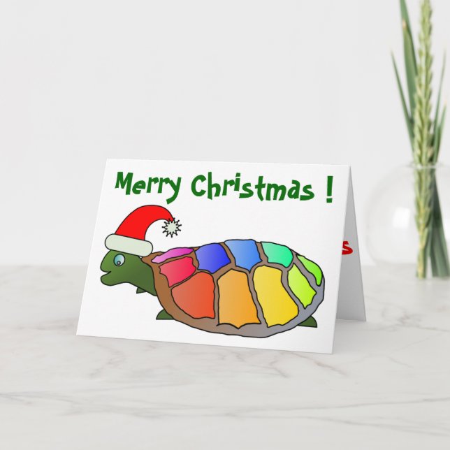 TARJETA FESTIVA "MERRY NAVIDAD" SANTA TURTLE (Anverso)