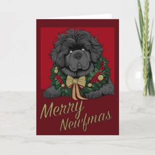 Tarjeta Festiva Merry Newfmas Newfoundland wreath