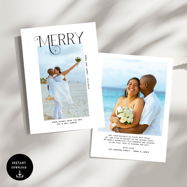 Tarjeta Festiva Merry  Photo Christmas Newlyweds (Subido por el creador)