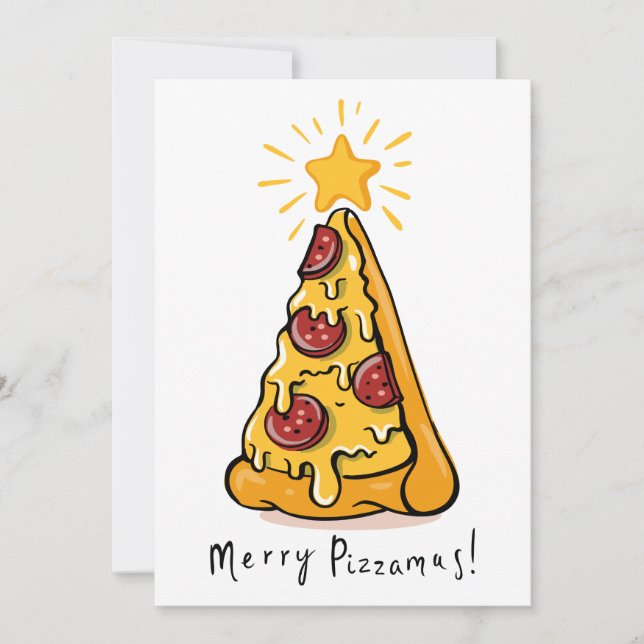 Tarjeta Festiva Merry Pizzamas - ¡Un trozo de alegría festivo! (Anverso)