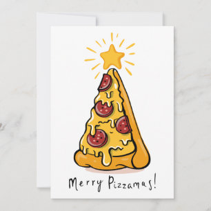 Tarjeta Festiva Merry Pizzamas - ¡Un trozo de alegría festivo!