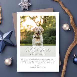 Tarjeta Festiva Merry quiere que el perro bese a Navidades elegant