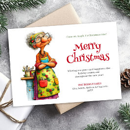 Tarjeta Festiva Merry Quirky Woman Editable Digital Greeting