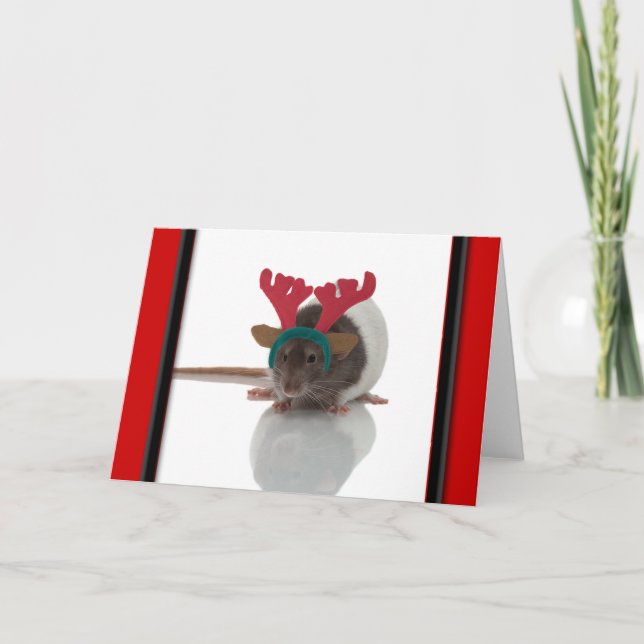 Tarjeta Festiva Merry Ratmas (Anverso)