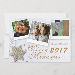 Tarjeta Festiva Merry Recuerdos 3 Fotografía familiar Flakes de ni