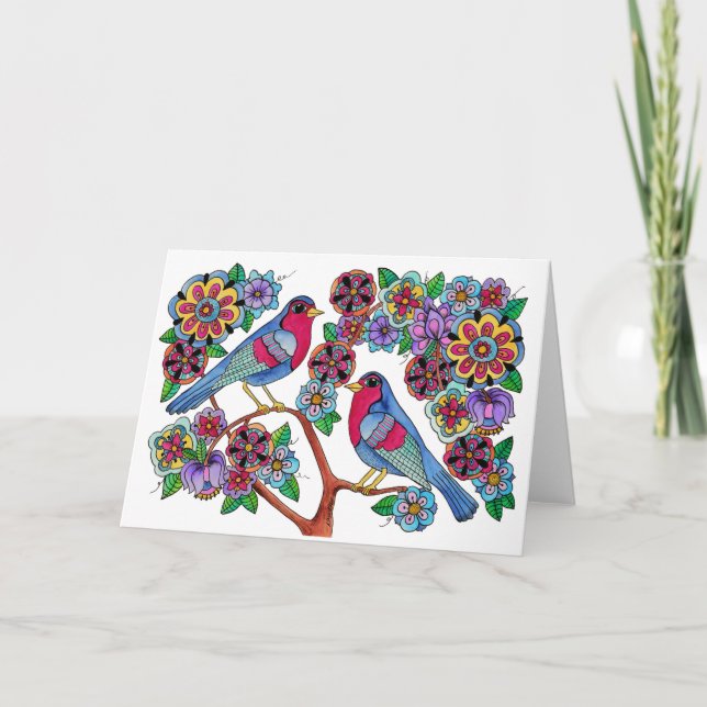 Tarjeta Festiva Merry Robins (Anverso)