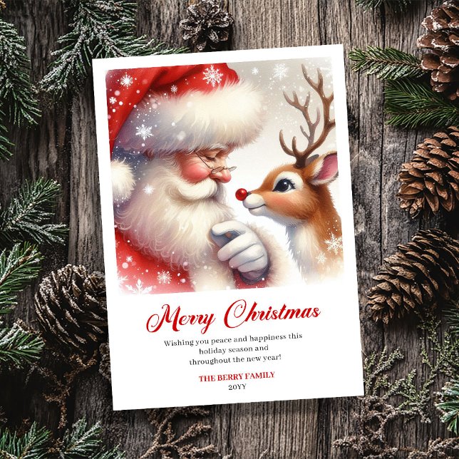 Tarjeta Festiva Merry Santa With Rudolph Sweet Holiday Greeting  (Merry Santa With Rudolph Sweet Holiday Greeting Card)