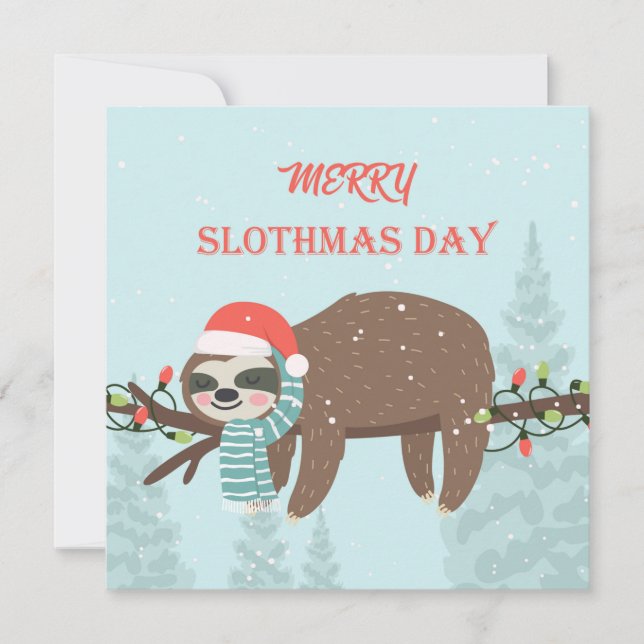 Tarjeta Festiva Merry Slothmas (Anverso)