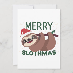 Tarjeta Festiva Merry Slothmas divertido animal perezoso