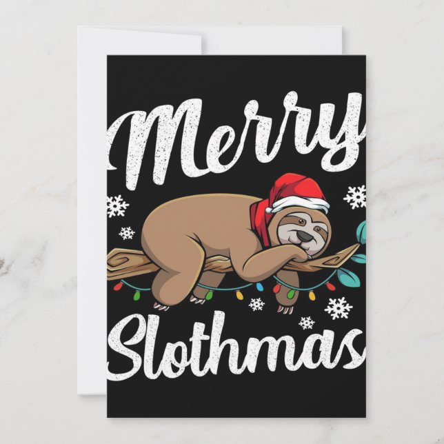 Tarjeta Festiva Merry Slothmas Sloth Lazy (Anverso)