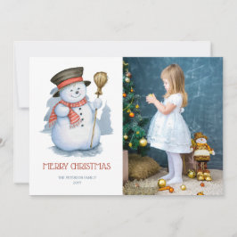 Tarjeta Festiva Merry Snowman | Navidades fotográficos