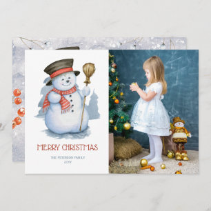 Tarjeta Festiva Merry Snowman   Navidades fotográficos