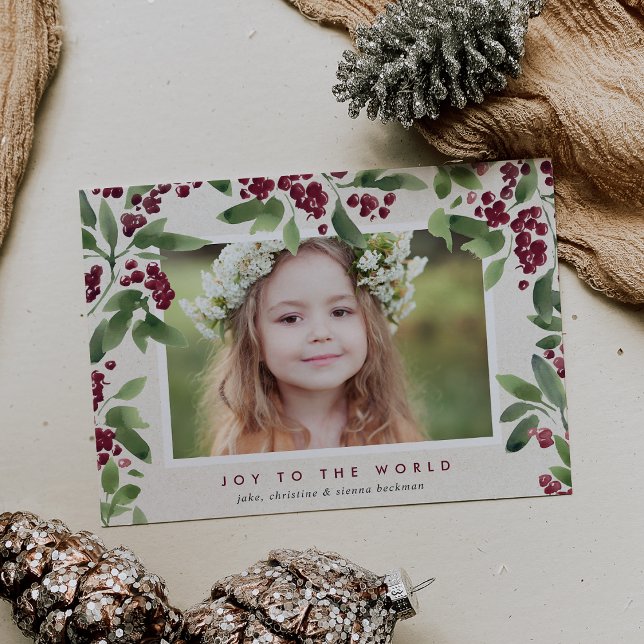 Tarjeta Festiva Merry Sprigs | Holiday Photo Card (Subido por el creador)