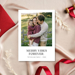 Tarjeta Festiva Merry Vibes Forever Joyful Family Photo Navidades