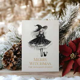 Tarjeta Festiva Merry Witchmas Dark Gothic Witch Holiday Card