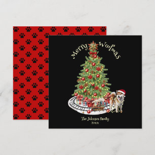 Tarjeta Festiva Merry Woofmas Diseño de Perro - Akita