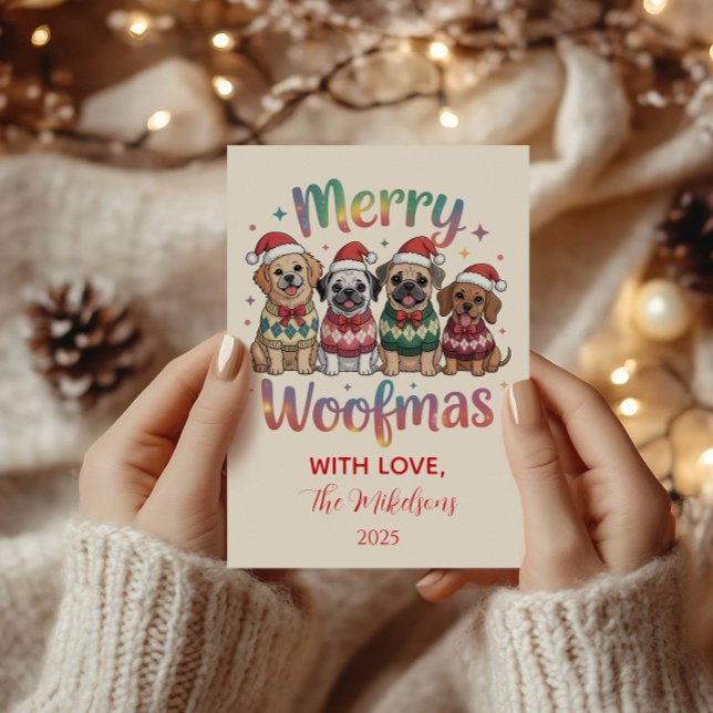 Tarjeta Festiva Merry Woofmas Dog Christmas (Subido por el creador)