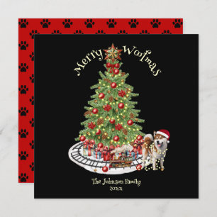 Tarjeta Festiva Merry Woofmas Dog Design- Akita