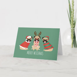 Tarjeta Festiva Merry Woofmas Pug Dogs