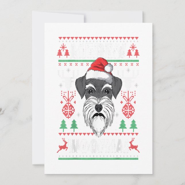 Tarjeta Festiva Merry Woofmas Schnauzer Christmas Dog Lover (Anverso)