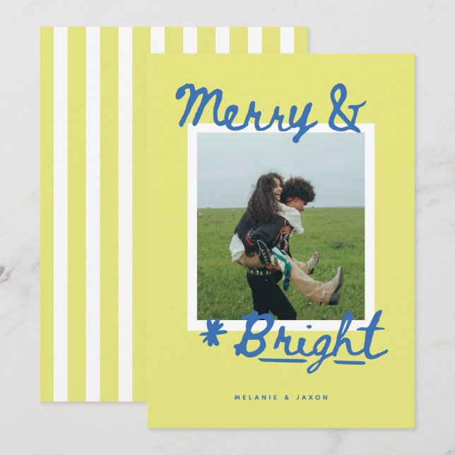 Tarjeta Festiva Merry y Bright (Anverso / Reverso)