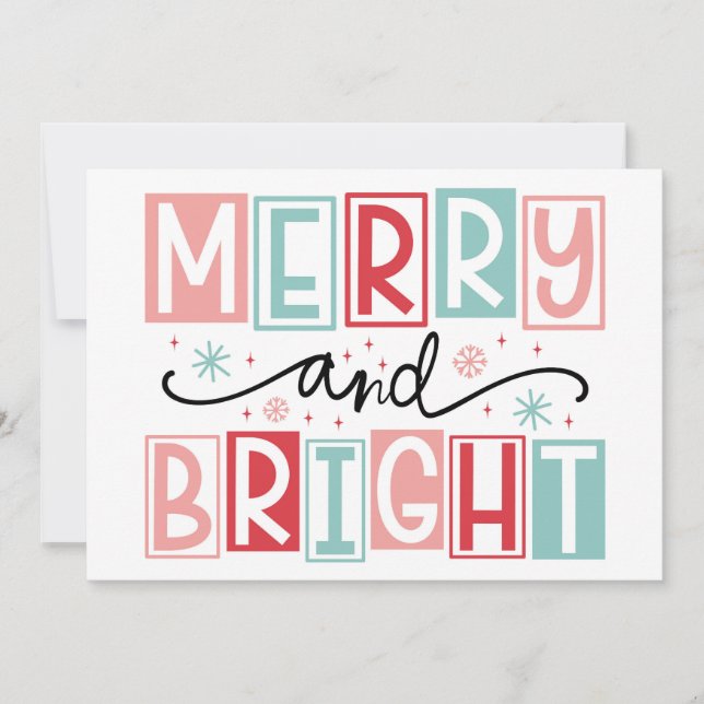 Tarjeta Festiva Merry y Bright (Anverso)