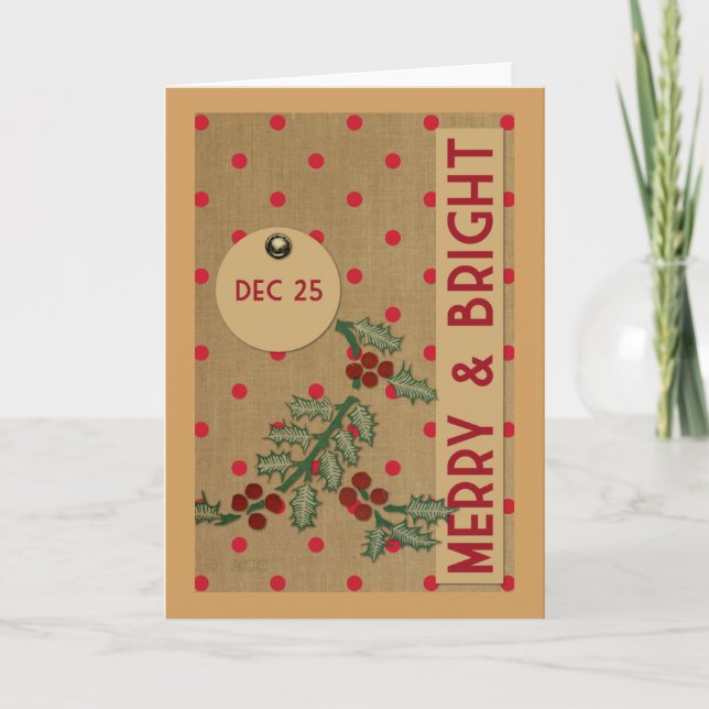 Tarjeta Festiva Merry y Bright (Anverso)