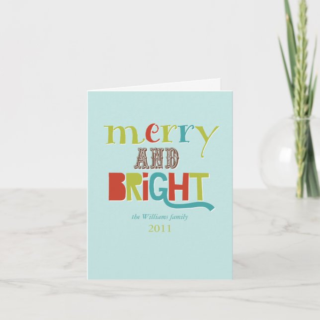 Tarjeta Festiva Merry y Bright (Anverso)