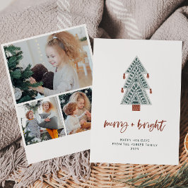 Tarjeta Festiva Merry y Bright | Boho Christmas Tree Multi Photo