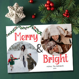 Tarjeta Festiva Merry y Bright | Elegantes fotógrafos de moda 2