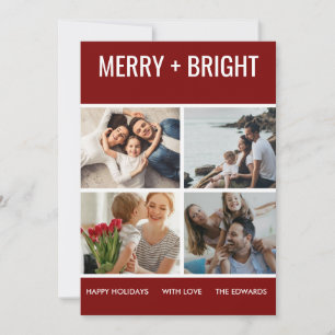 Tarjeta Festiva Merry y Bright   Foto moderna de Navidades de moda
