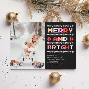 Tarjeta Festiva Merry y Bright Fotos sudaderas de Navidades feos
