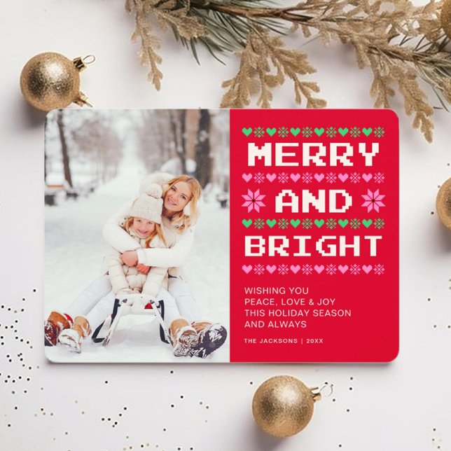 Tarjeta Festiva Merry y Bright | Fotos sudaderas de Navidades feos (Subido por el creador)