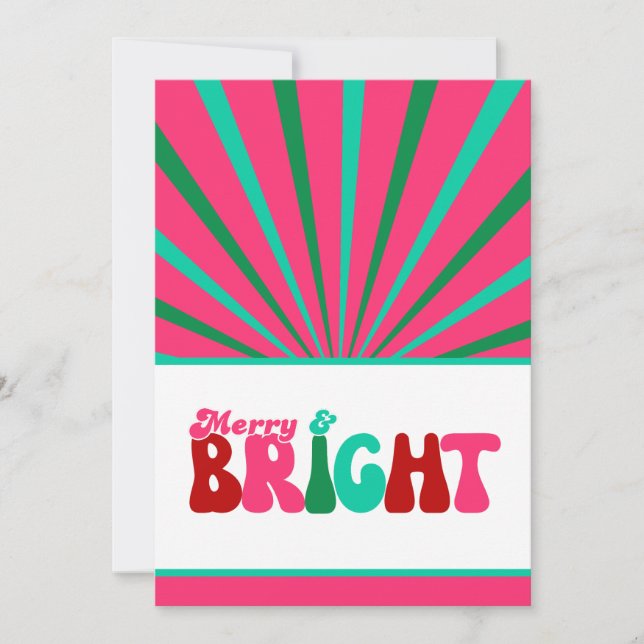 Tarjeta Festiva Merry y Bright - Máximalista (Anverso)