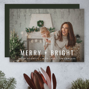 Tarjeta Festiva Merry y Bright Moderna y elegante foto de Navida
