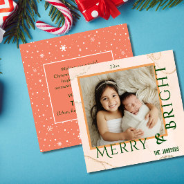 Tarjeta Festiva Merry y Bright moderno tipografía audaz tipográfic