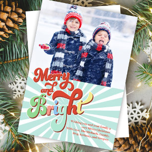 Tarjeta Festiva Merry y Bright Multi Photo Navidades