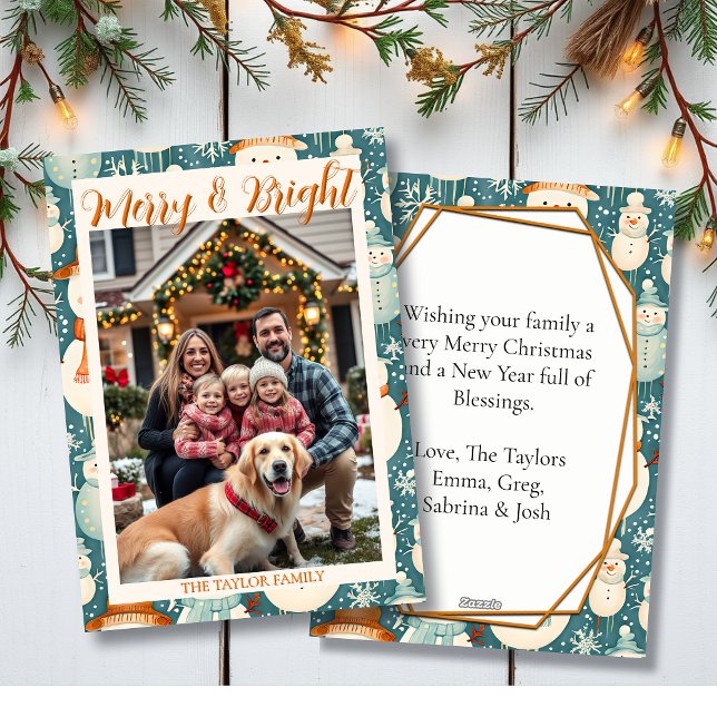 Tarjeta Festiva Merry y Bright | Navidades de fotografía familiare (Subido por el creador)