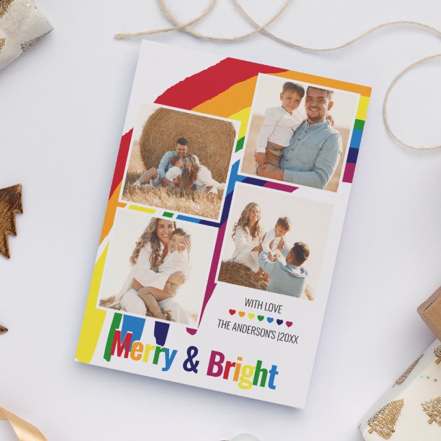 Tarjeta Festiva Merry y Bright | Navidades fotográficos Rainbow Ho (Subido por el creador)