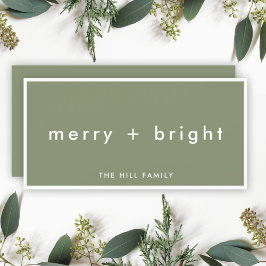 Tarjeta Festiva Merry y Bright | Navidades Moss Green de moda