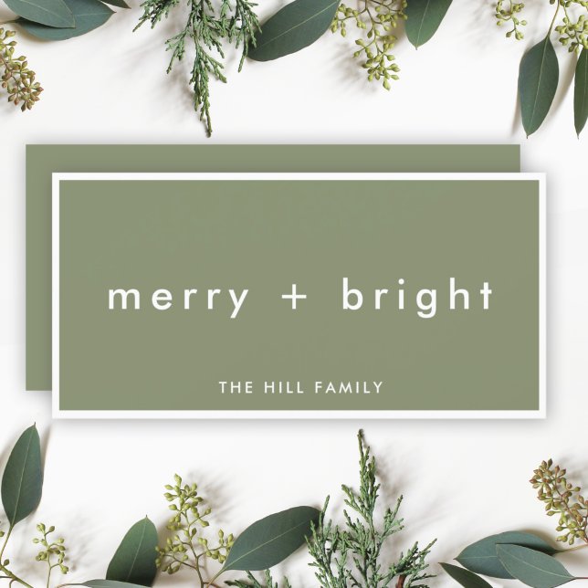 Tarjeta Festiva Merry y Bright | Navidades Moss Green de moda (Subido por el creador)