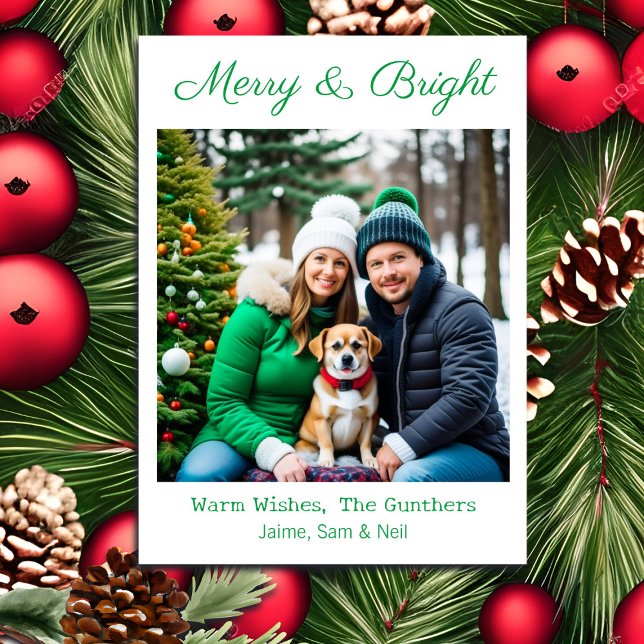 Tarjeta Festiva Merry y Bright | Navidades personalizados de imáge (Subido por el creador)