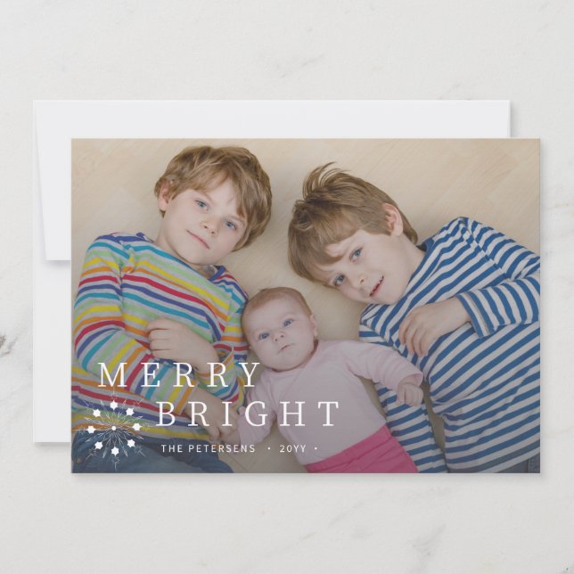 Tarjeta Festiva Merry y Bright simples Navidades fotográficos míni (Anverso)
