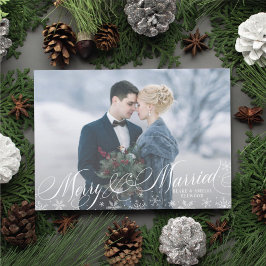 Tarjeta Festiva Merry y los primeros Navidades recién casados