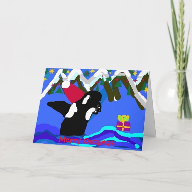 Tarjeta Festiva MerryOrcmas, feliz Orcamas (Anverso)