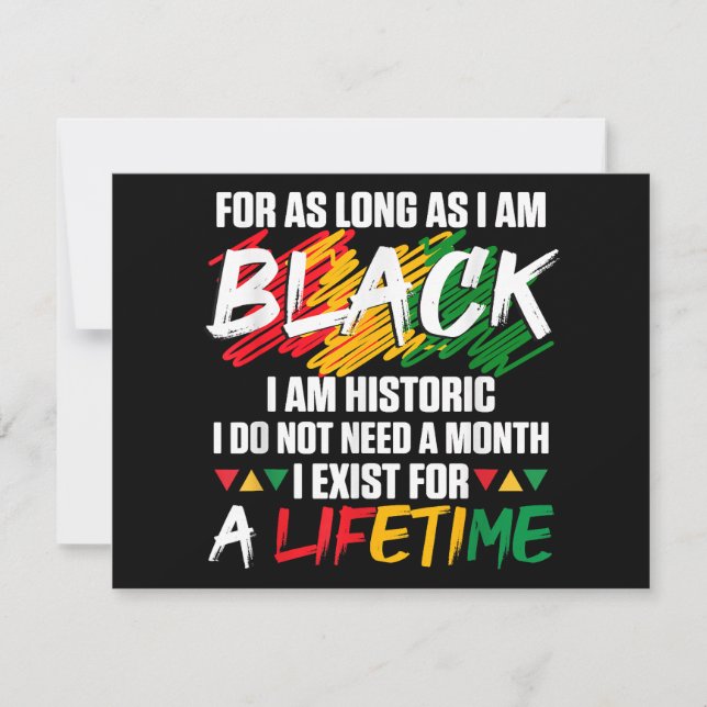 Tarjeta Festiva Mes de la historia negra mientras sea negro (Anverso)