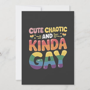 Tarjeta Festiva Mes de orgullo LGBTQ caótico y gay lindo