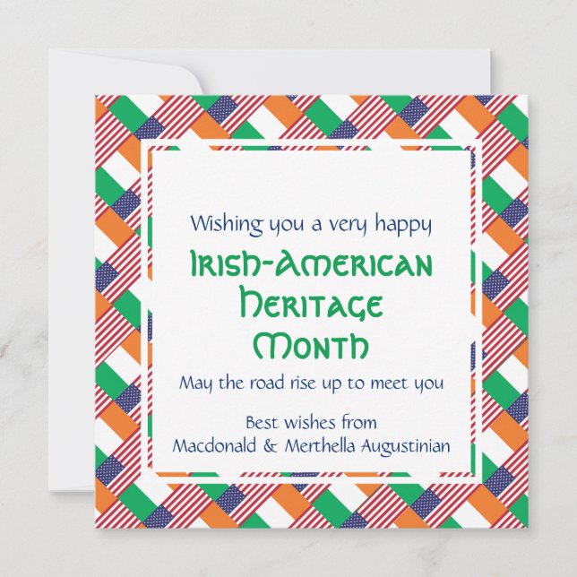 Tarjeta Festiva MES DE PATRIMONIO IRLANDÉS-NORTEAMERICANO personal (Anverso)